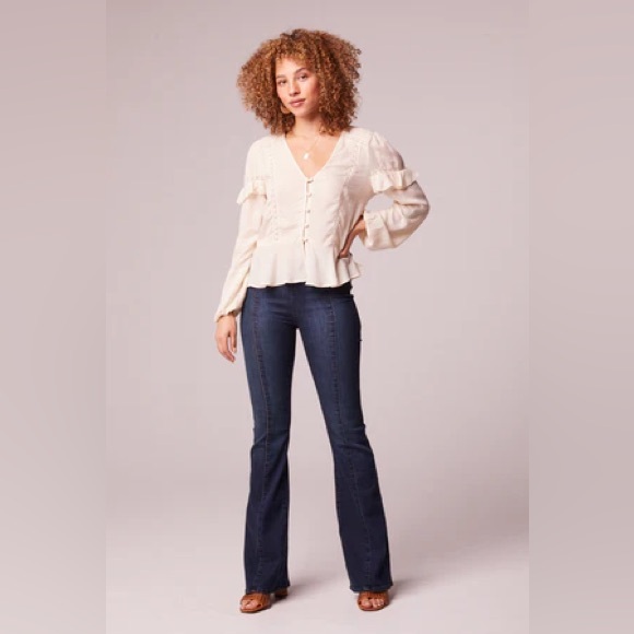 NWT Band Of The Free SANDY CREAM RUFFLE LONG SLEEVE TOP Bohemian Blouse Ruffles - Picture 5 of 5
